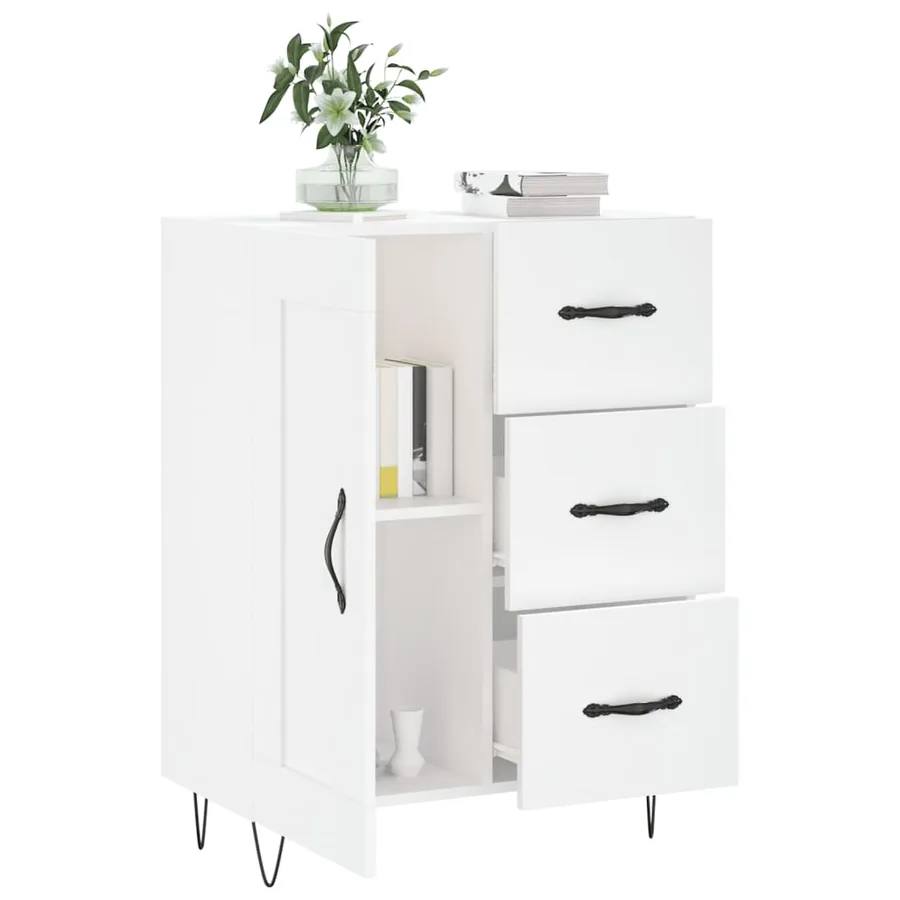 Buffet Blanc brillant 69,5x34x90 cm Bois d'ingénierie - 4