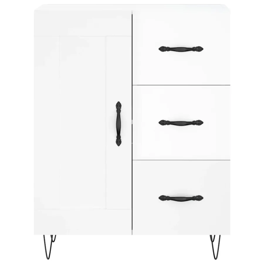 Buffet Blanc brillant 69,5x34x90 cm Bois d'ingénierie - 5