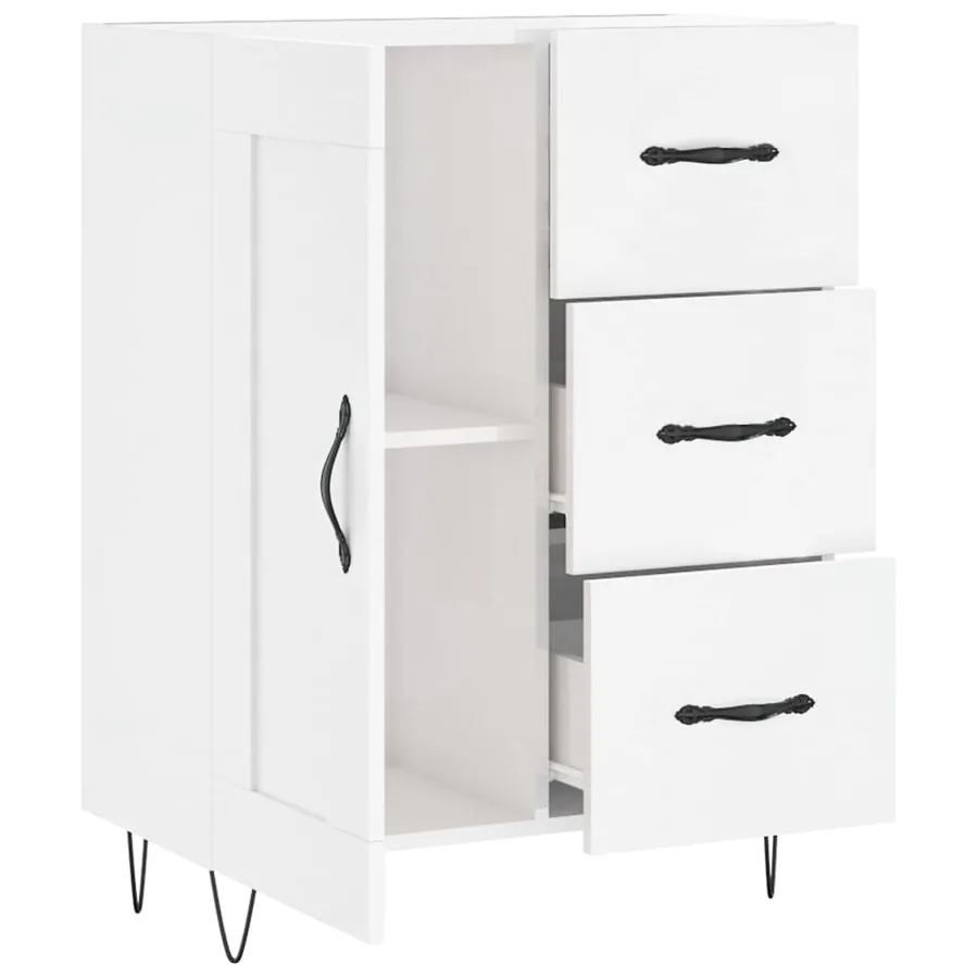 Buffet Blanc brillant 69,5x34x90 cm Bois d'ingénierie - 6