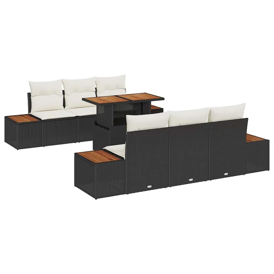Ensemble de canapé de jardin 7 pc Noir et Beige - 2