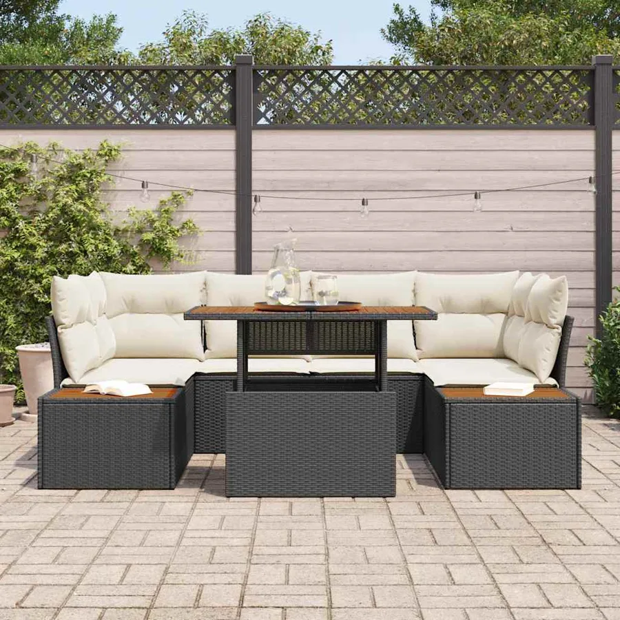 Ensemble de canapé de jardin 9 pc Noir et Beige - 3