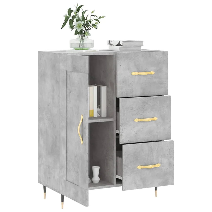 Buffet gris béton 69,5x34x90 cm bois d'ingénierie - 4