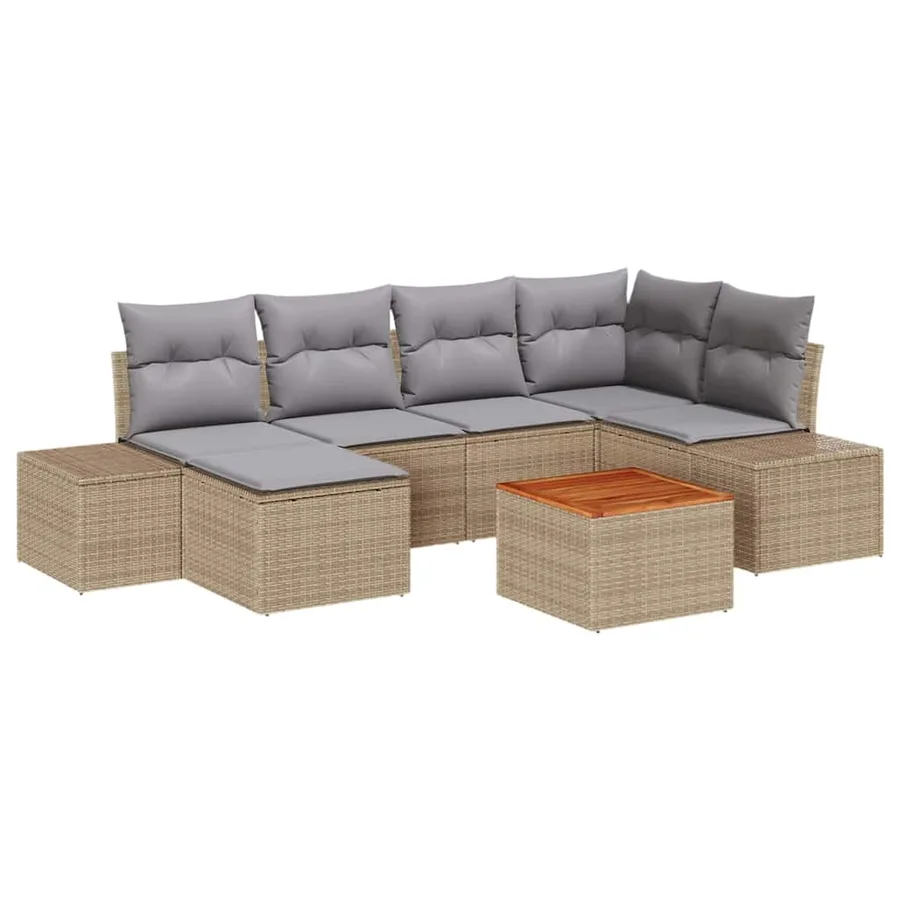 Ensemble de canapé de jardin 7 pcs beige et gris clair - 2