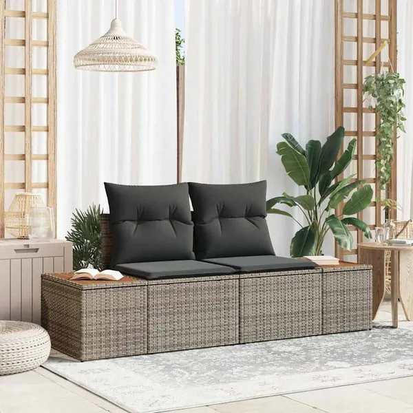 Canapé de jardin Gris 184 x 62 x 85cm polyrotin