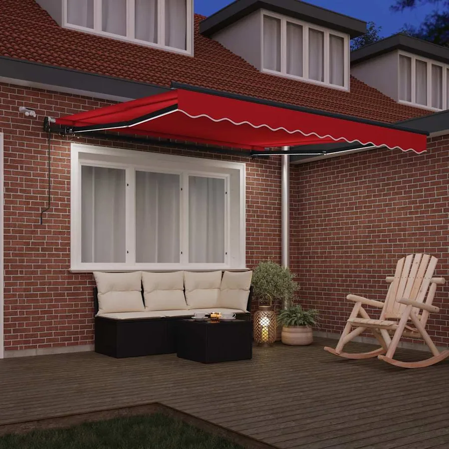 Auvent rétractable Rouge 350 x 250 cm Polyester - 3