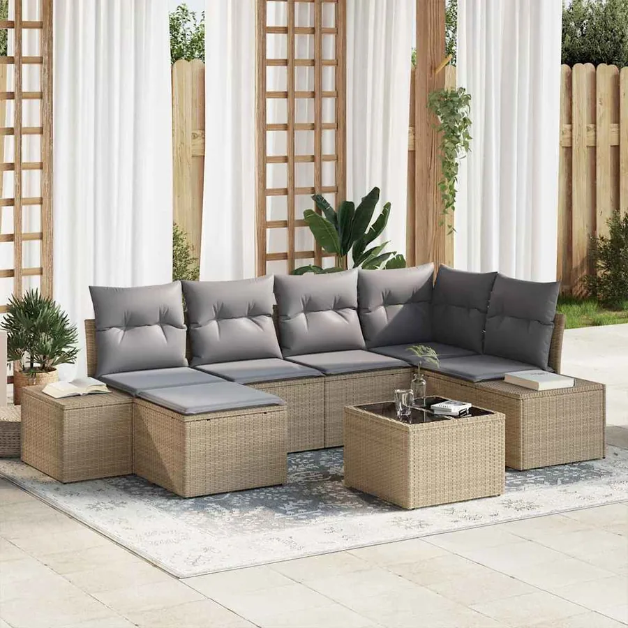 Ensemble de canapé de jardin 6 pcs Beige et Gris clair
