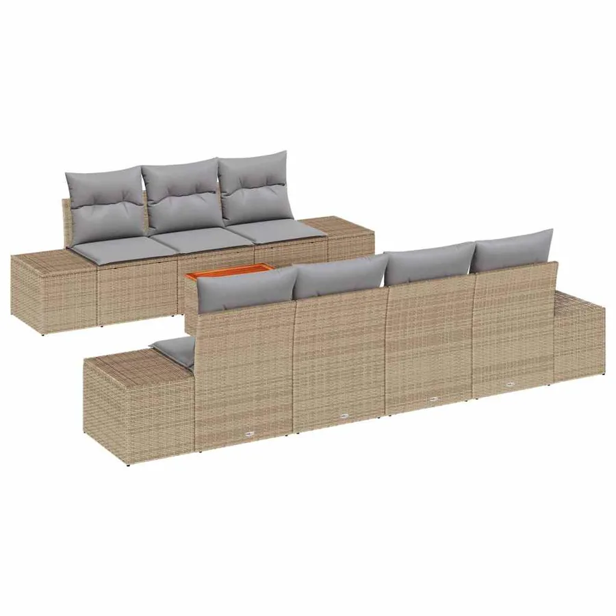 Ensemble de canapé de jardin 8 pcs Beige et Gris clair - 2