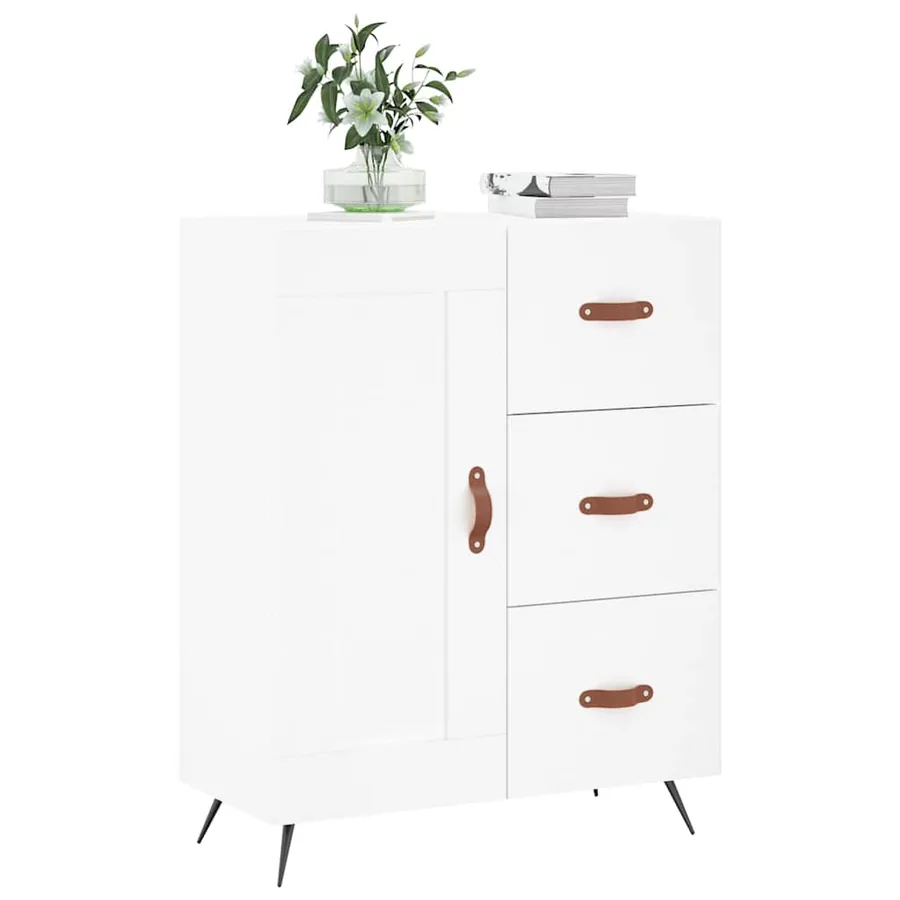 Buffet blanc 69,5x34x90 cm bois d'ingénierie - 3