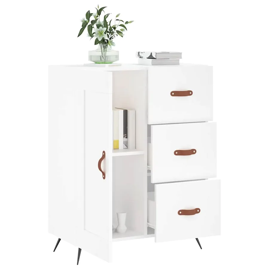 Buffet blanc 69,5x34x90 cm bois d'ingénierie - 4