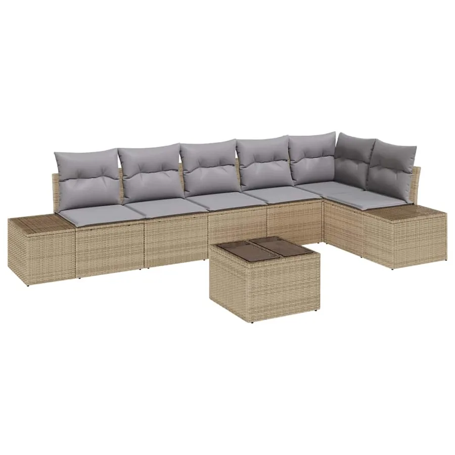 Ensemble de canapé de jardin Beige et Gris clair polyrotin - 2