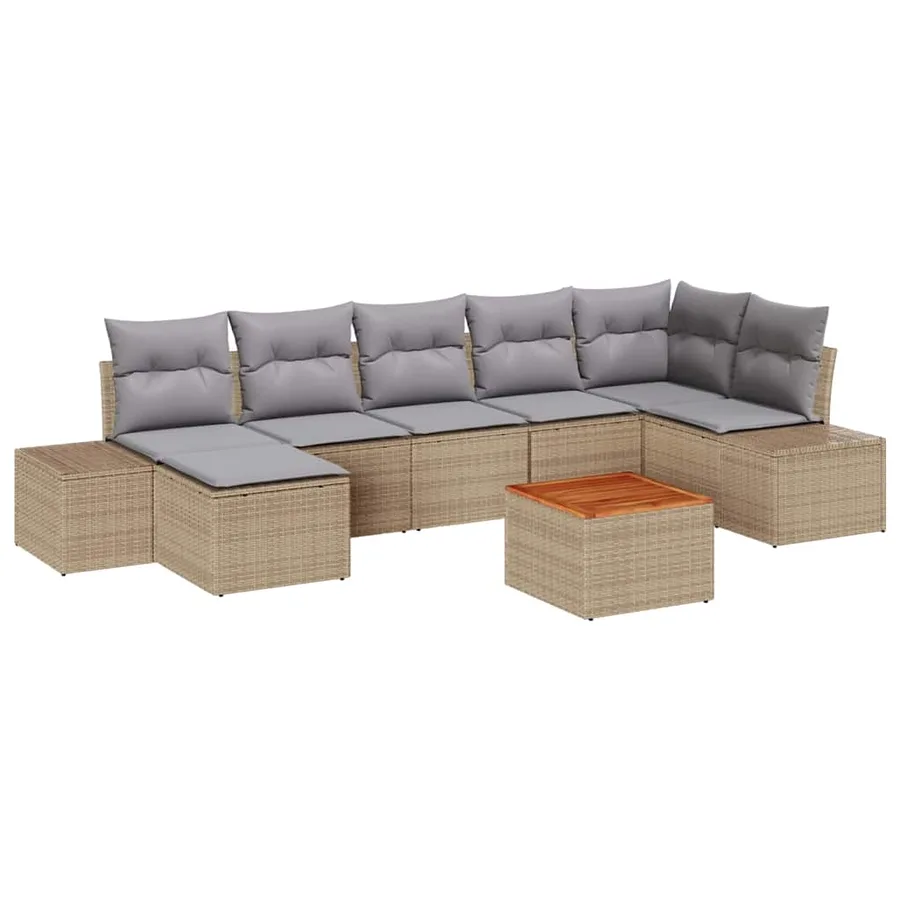 Ensemble de canapé de jardin 8 pcs beige et gris clair - 2