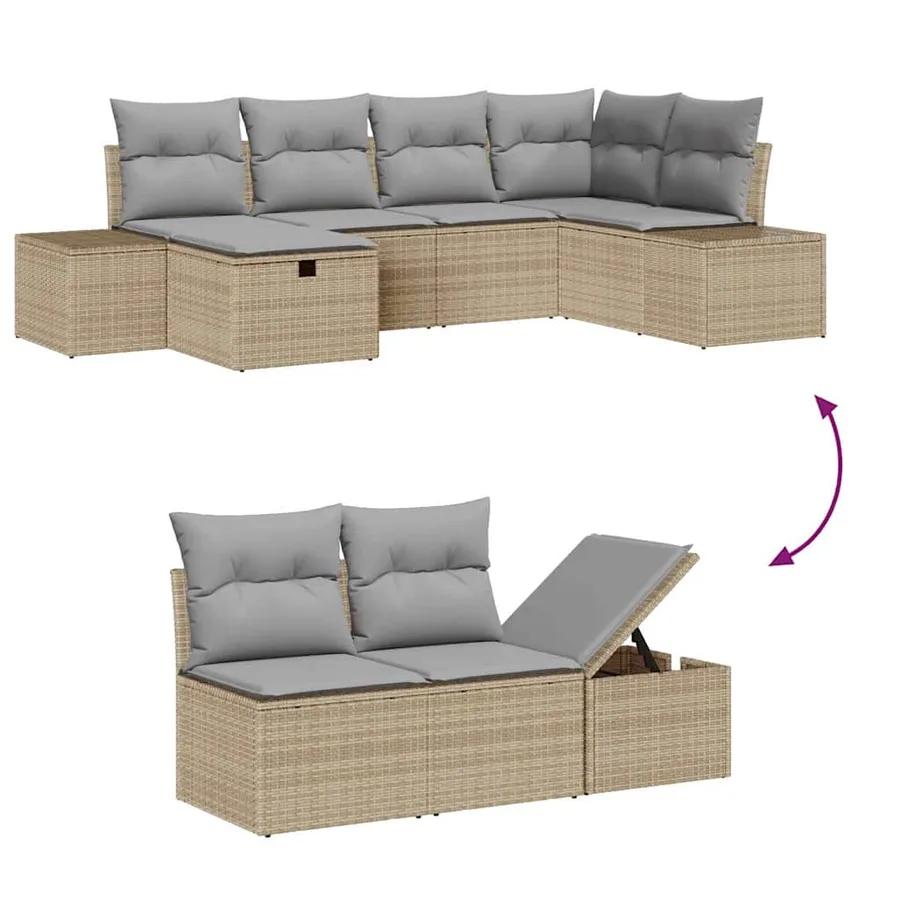 Ensemble de Canapés avec coussin 6 pcs polyrotin - 15
