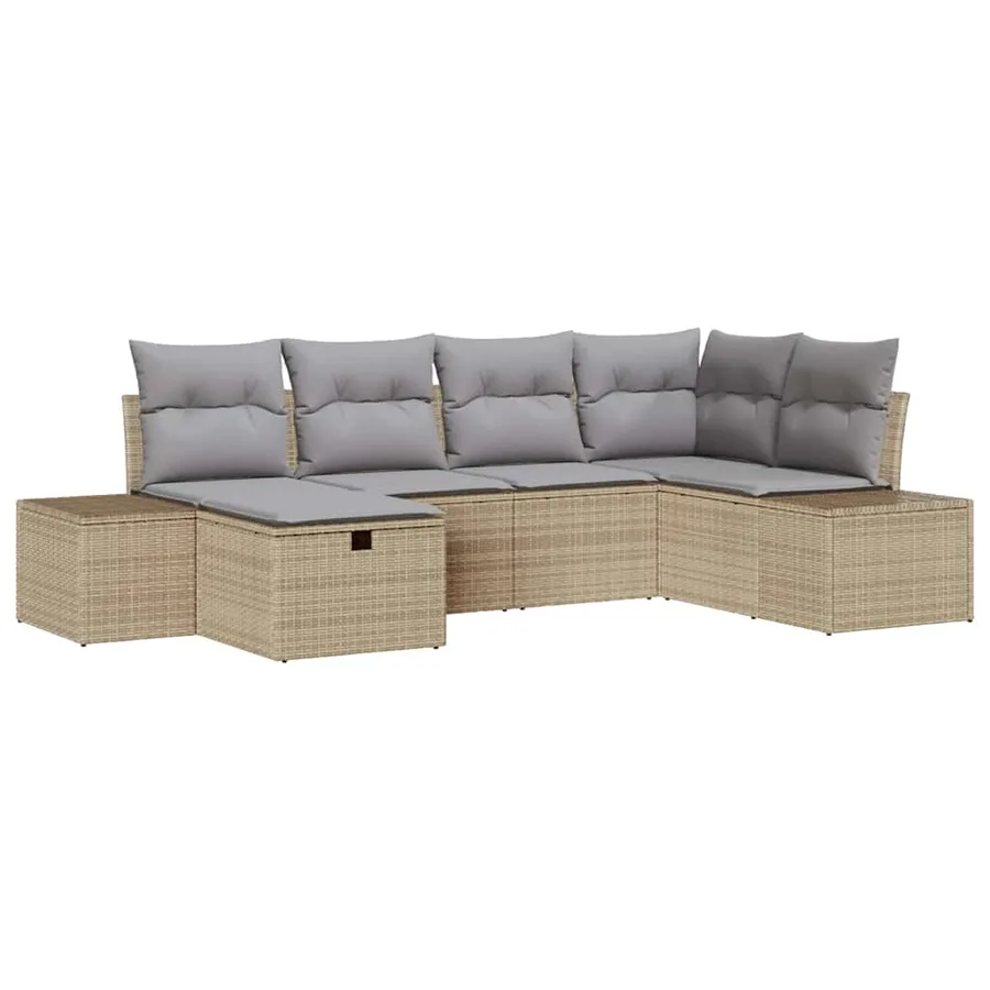Ensemble de Canapés avec coussin 6 pcs polyrotin - 2