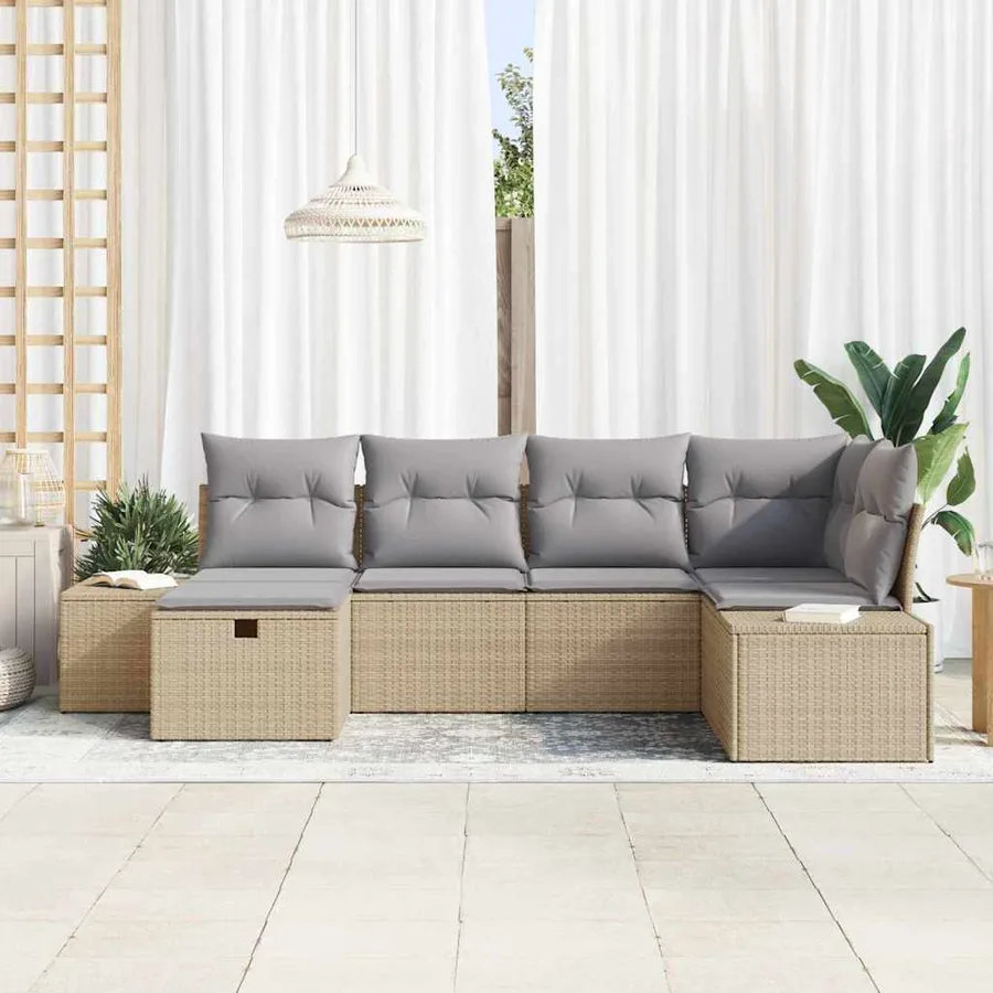 Ensemble de Canapés avec coussin 6 pcs polyrotin - 3