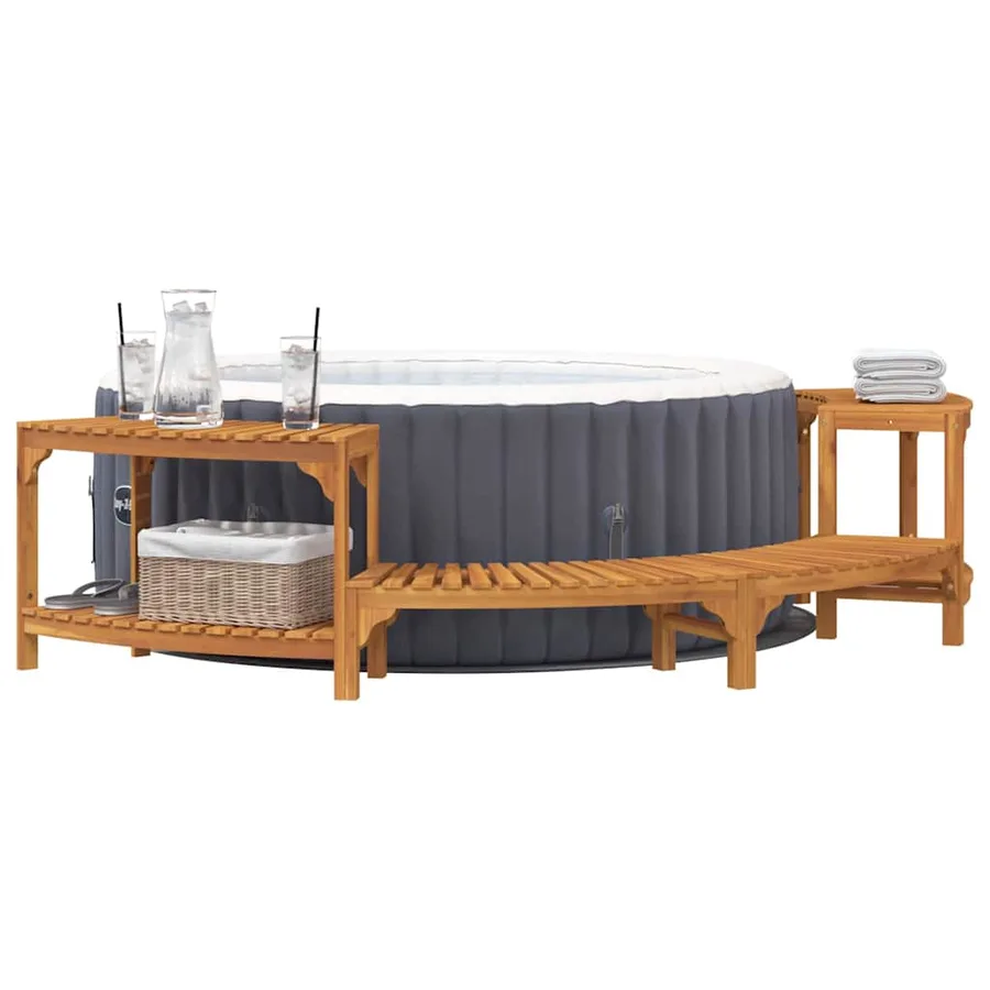 Enceinte de bain à remous demi-ronde Marron 252 x 112 x 55,5 cm - 3