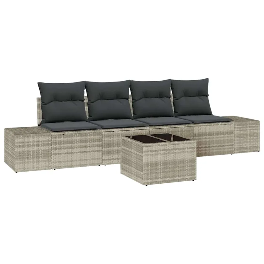 Ensemble de canapé de jardin 5 pcs Gris clair et gris foncé - 2