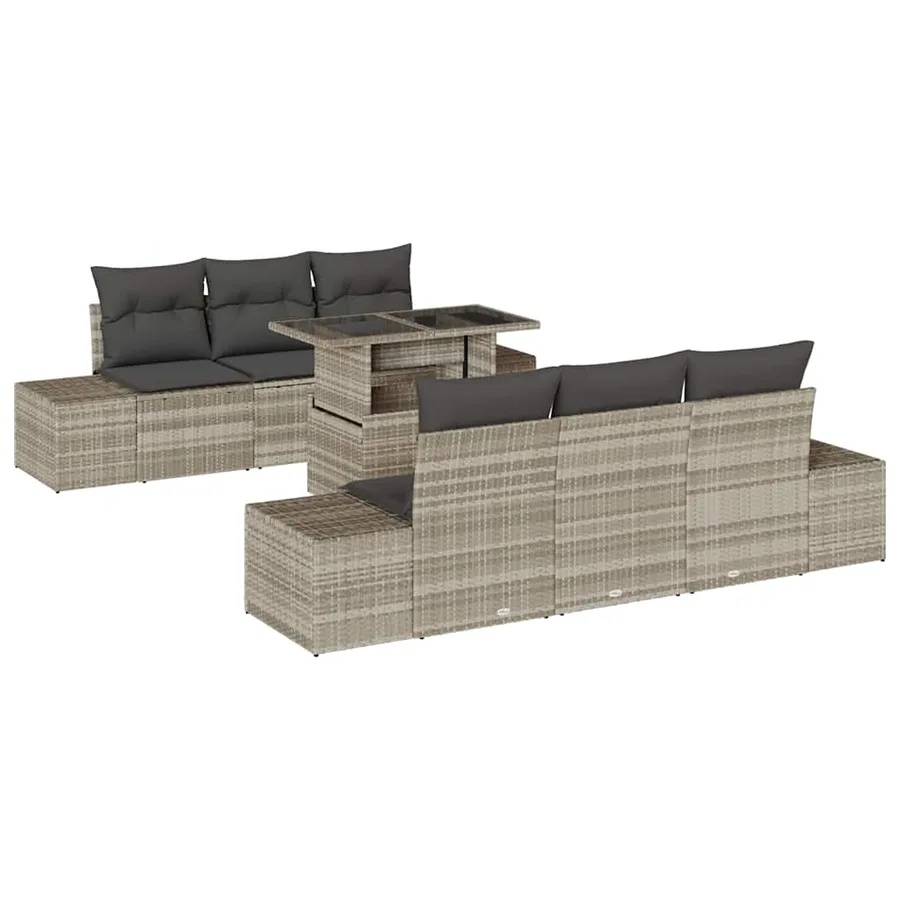 Ensemble de canapé de jardin 7 pcs Gris clair et gris foncé - 2