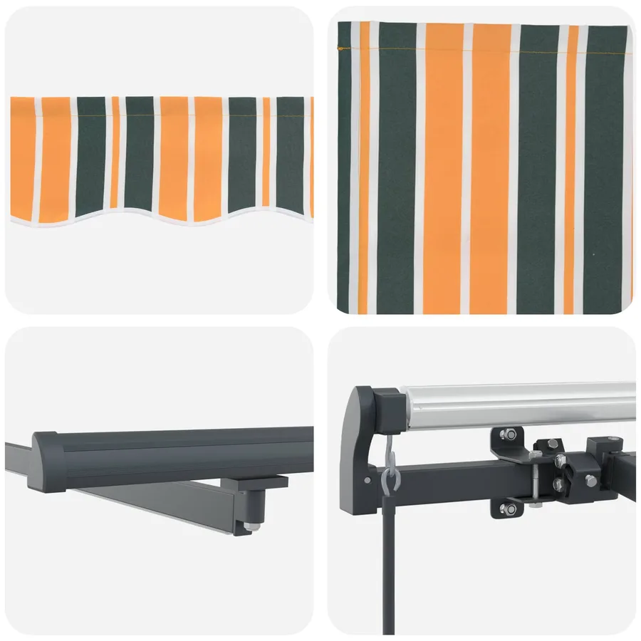Auvent rétractable Vert et jaune 450 × 300 cm - 8