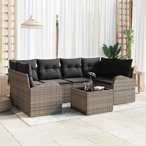 Ensemble de canapé de jardin Gris 55 x 55 x 37 cm polyrotin