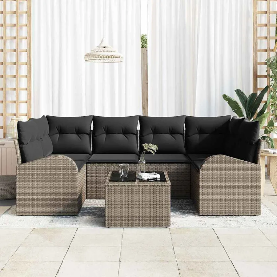 Ensemble de canapé de jardin Gris 55 x 55 x 37 cm polyrotin - 3
