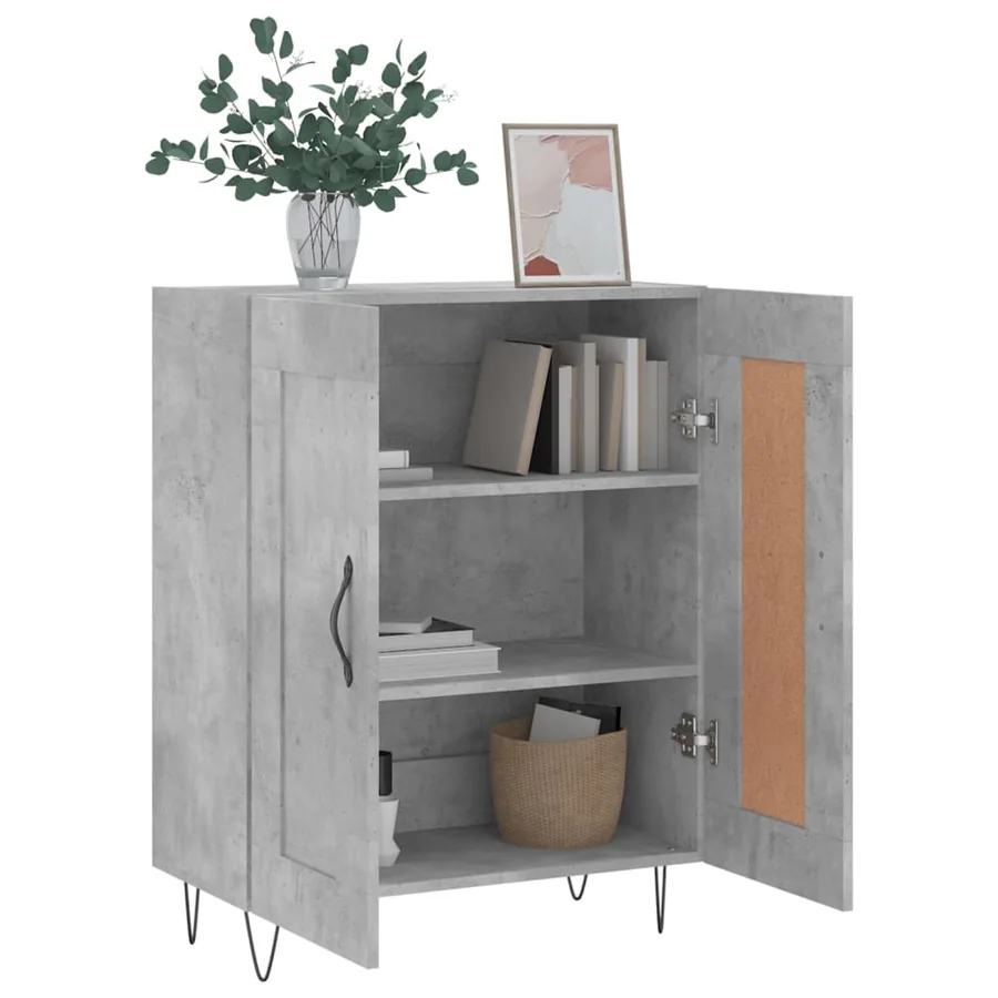 Buffet gris béton 69,5x34x90 cm bois d'ingénierie - 4