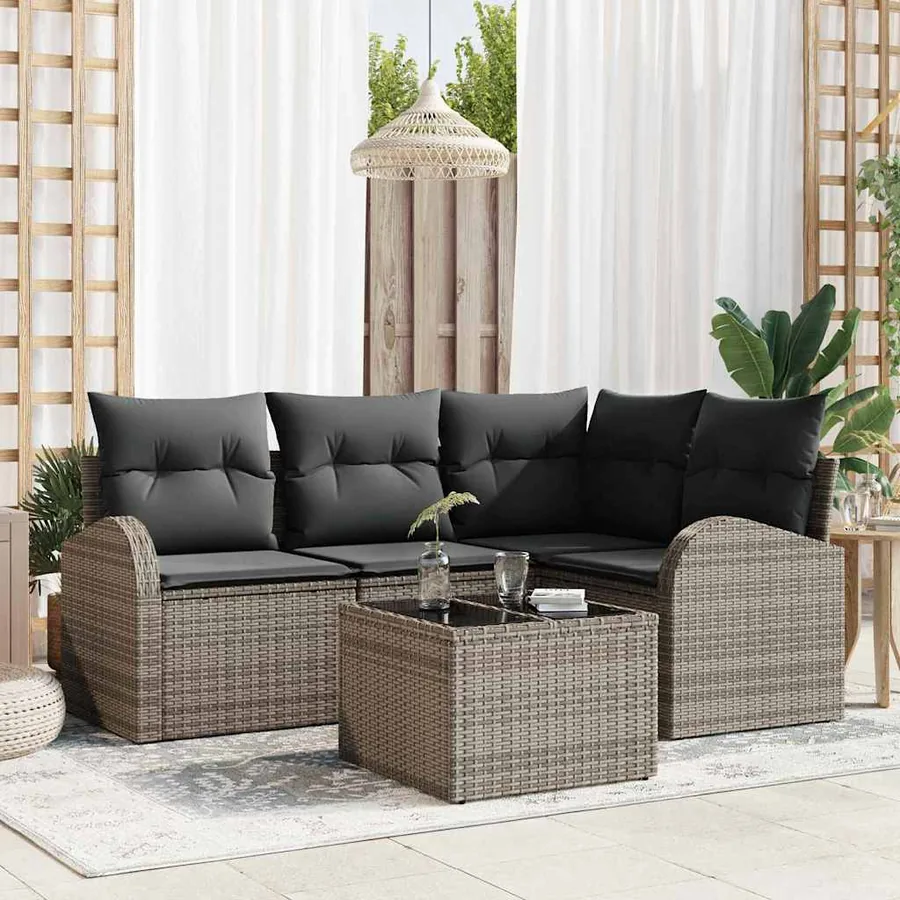 Ensemble de canapé de jardin Gris polyrotin