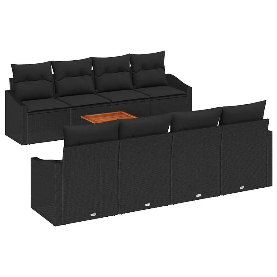 Ensemble de canapé de jardin avec stockage 9 pcs Noir polyrotin - 2