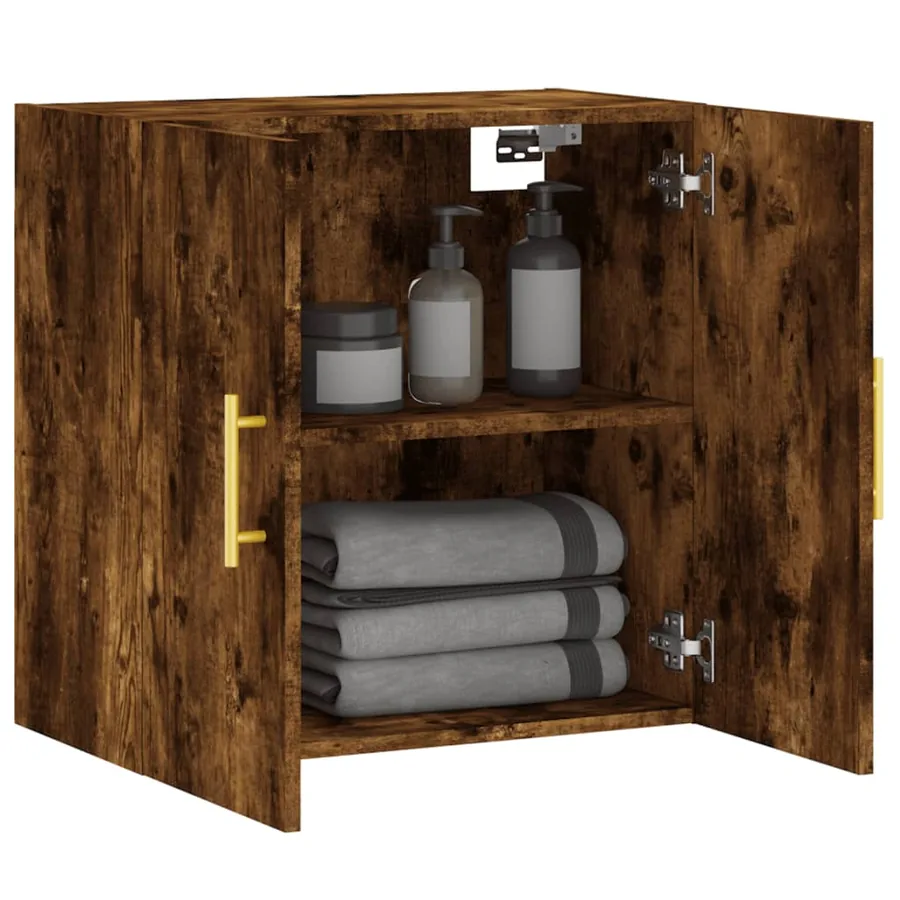 Armoire murale chêne fumé 60x31x60 cm bois d'ingénierie - 4
