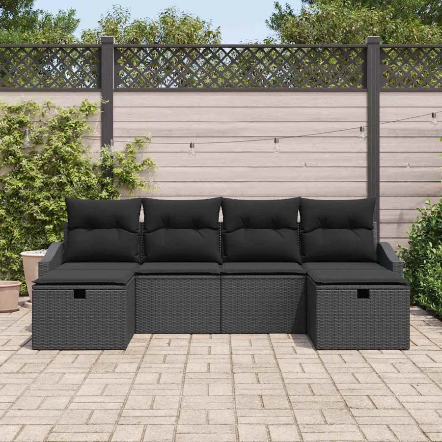 Ensemble de Canapés avec coussin 6 pcs polyrotin - 3