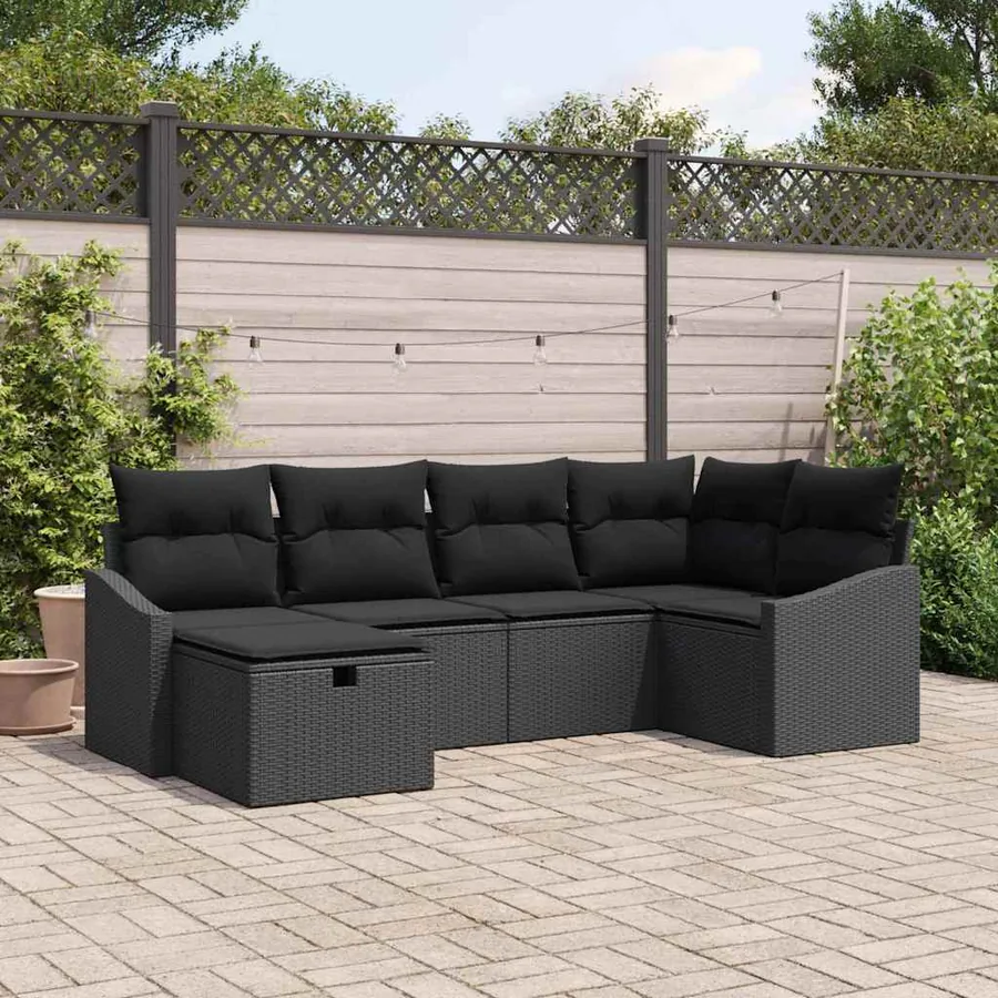 Ensemble de Canapés avec coussin 7 pcs polyrotin