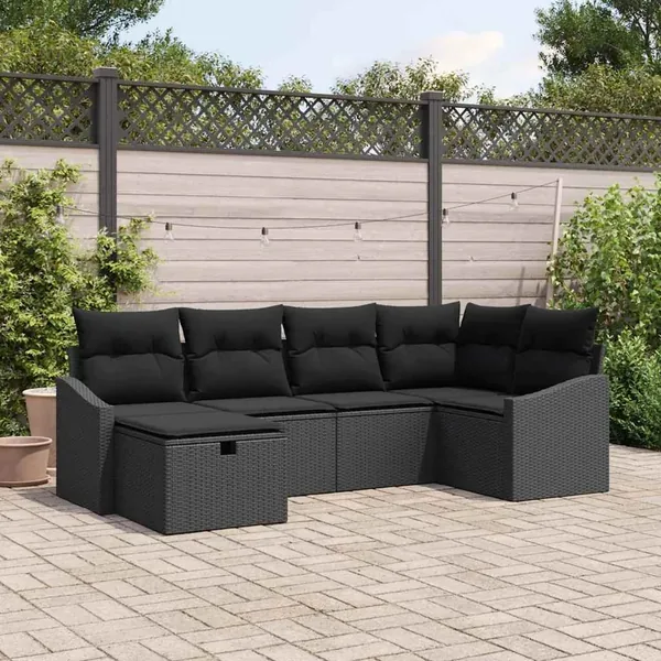 Ensemble de Canapés avec coussin 7 pcs polyrotin