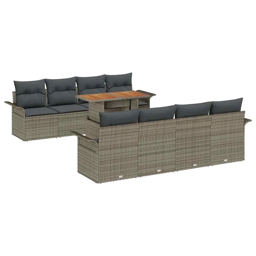 Ensemble de canapé de jardin avec coussin 7 pcs Gris polyrotin - 2