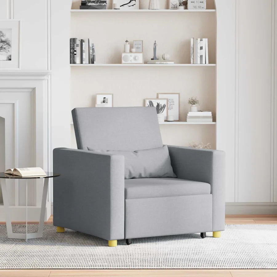 Canapé-lit escamotable simple Gris clair 90 x 165 x 87 cm tissu