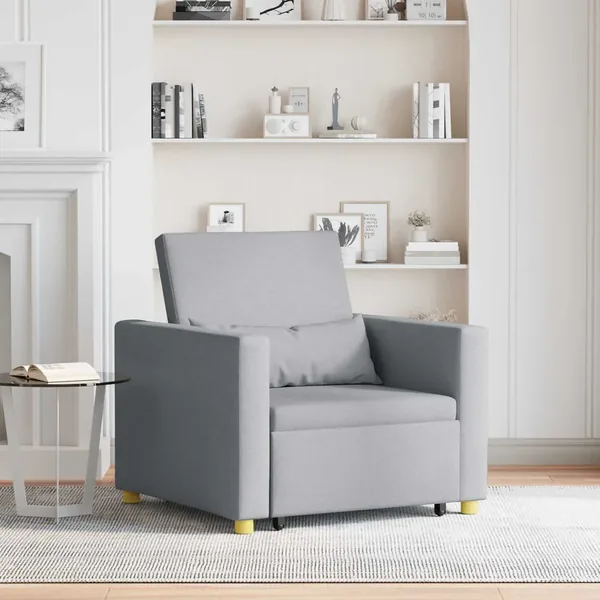 Canapé-lit escamotable simple Gris clair 90 x 165 x 87 cm tissu