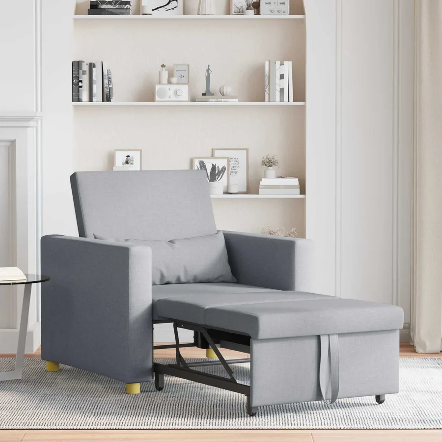 Canapé-lit escamotable simple Gris clair 90 x 165 x 87 cm tissu - 3