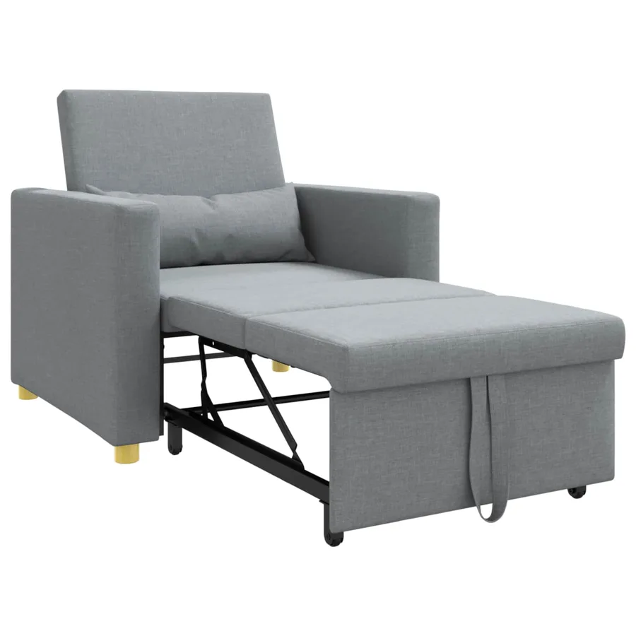 Canapé-lit escamotable simple Gris clair 90 x 165 x 87 cm tissu - 4