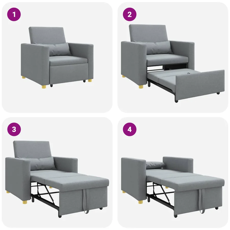 Canapé-lit escamotable simple Gris clair 90 x 165 x 87 cm tissu - 9
