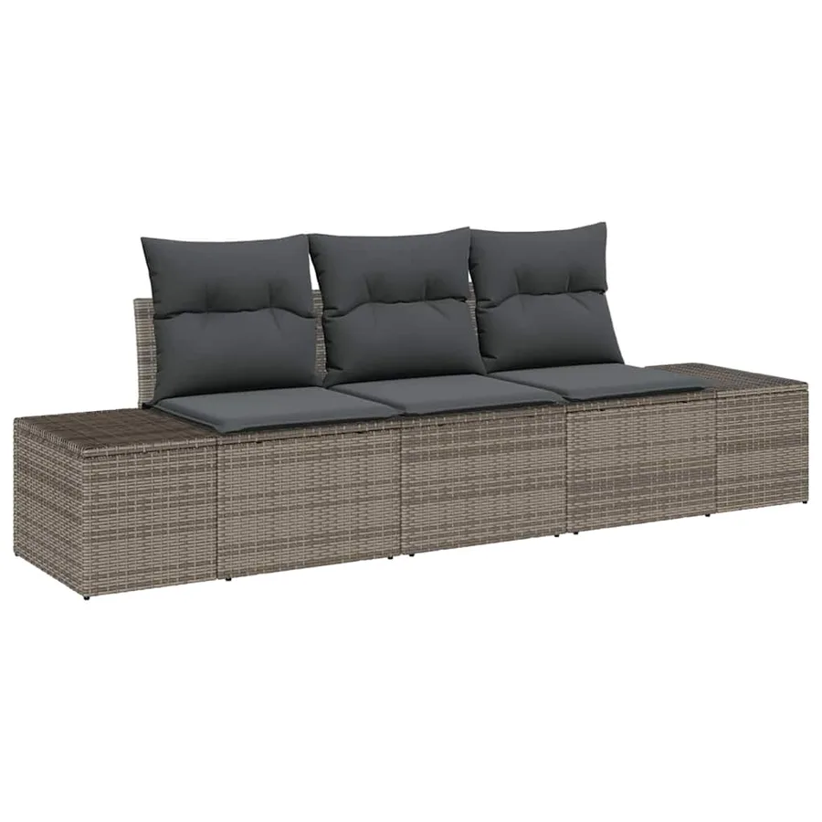 Ensemble de Canapés avec coussin 3 pcs Gris polyrotin - 2
