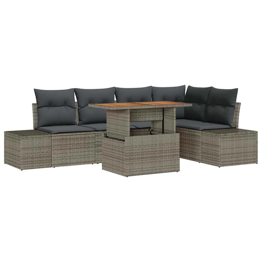 Ensemble de canapé de jardin 6 pc Gris et marron - 2