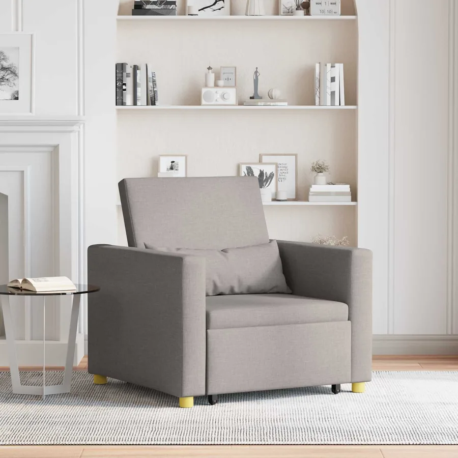 Canapé-lit escamotable simple Taupe 90 x 165 x 87 cm tissu