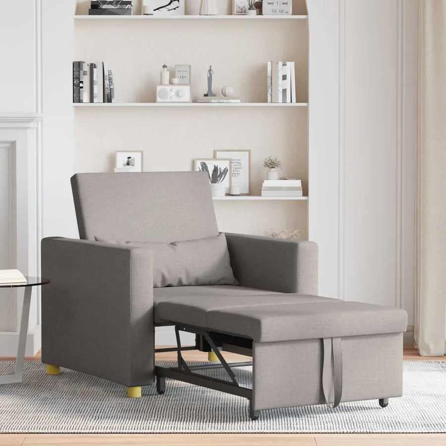 Canapé-lit escamotable simple Taupe 90 x 165 x 87 cm tissu - 3