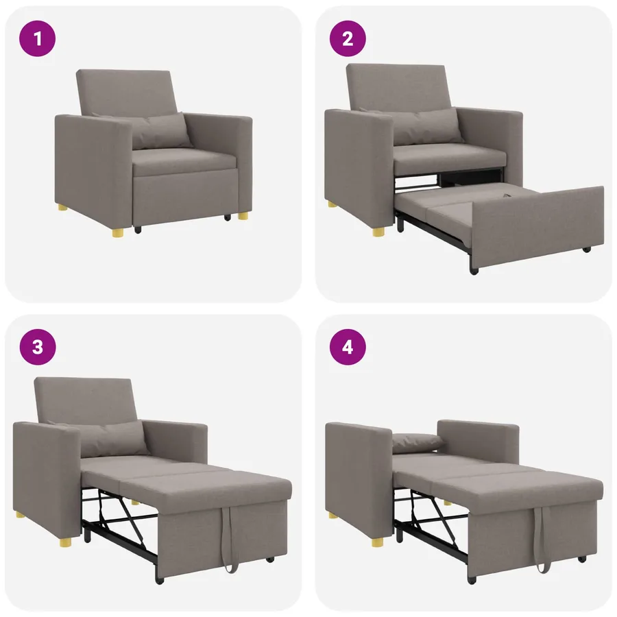 Canapé-lit escamotable simple Taupe 90 x 165 x 87 cm tissu - 9
