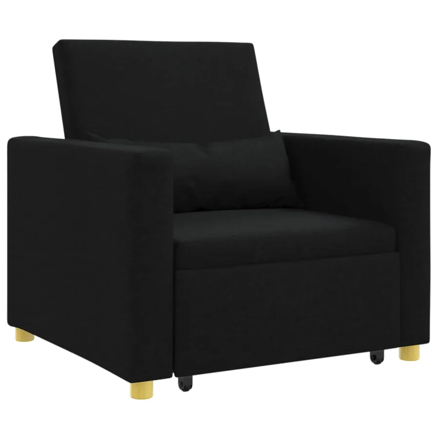 Canapé-lit escamotable simple Noir 90 x 165 x 87 cm tissu - 2