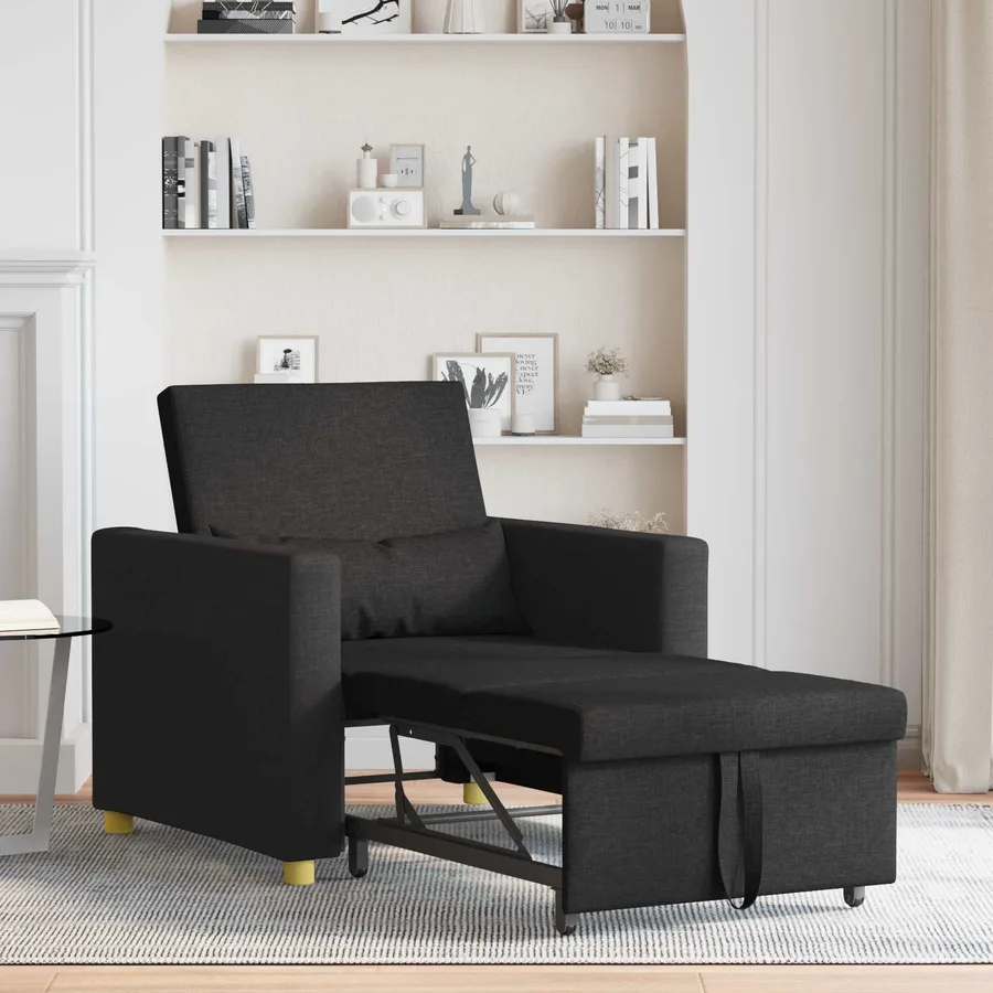 Canapé-lit escamotable simple Noir 90 x 165 x 87 cm tissu - 3