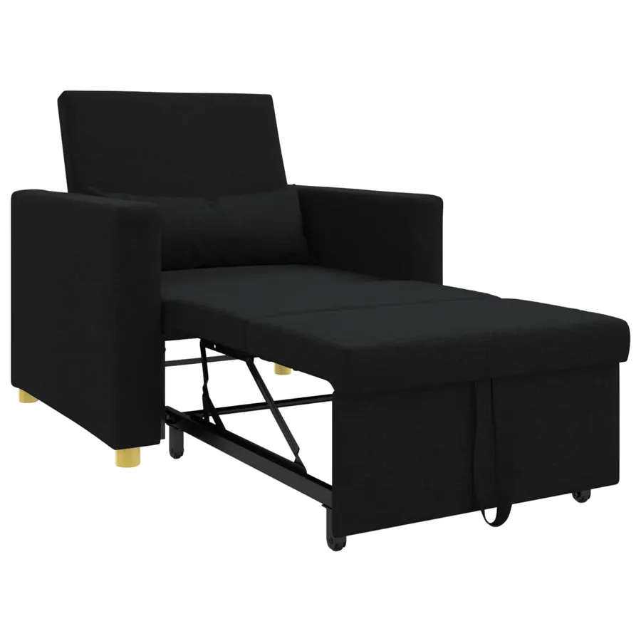 Canapé-lit escamotable simple Noir 90 x 165 x 87 cm tissu - 4