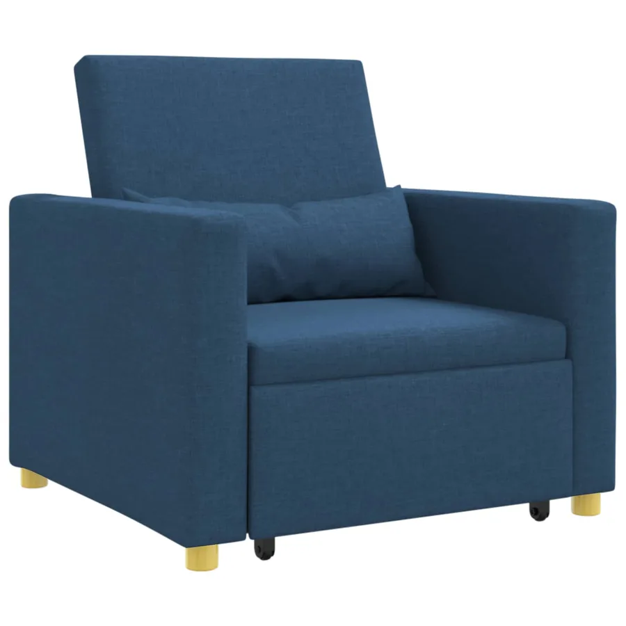 Canapé-lit escamotable simple Bleu 90 x 165 x 87 cm tissu - 2