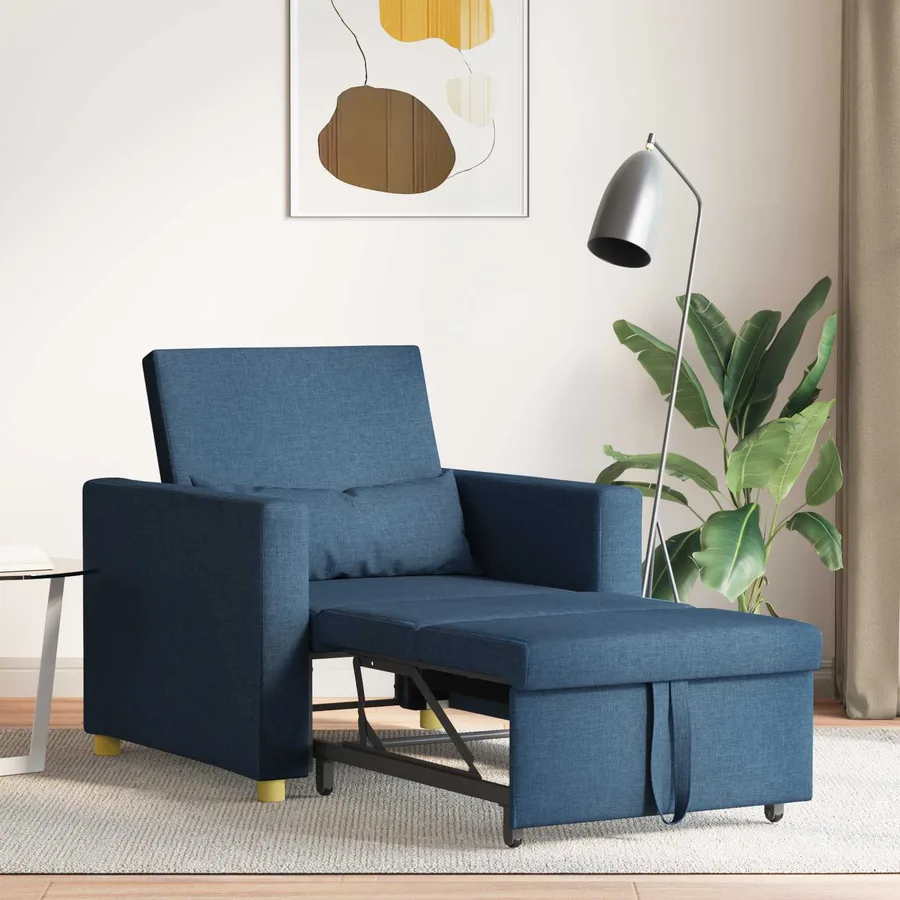 Canapé-lit escamotable simple Bleu 90 x 165 x 87 cm tissu - 3