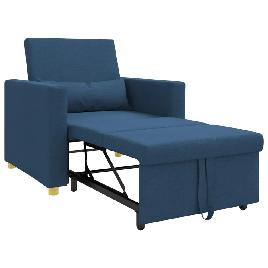 Canapé-lit escamotable simple Bleu 90 x 165 x 87 cm tissu - 4