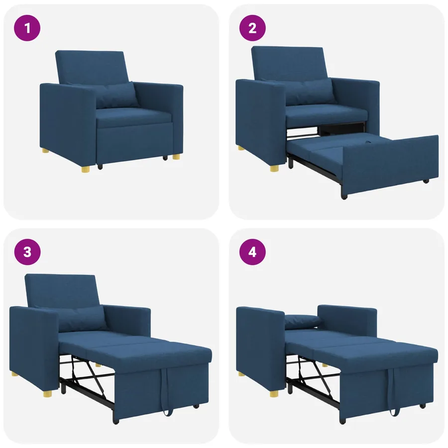 Canapé-lit escamotable simple Bleu 90 x 165 x 87 cm tissu - 9