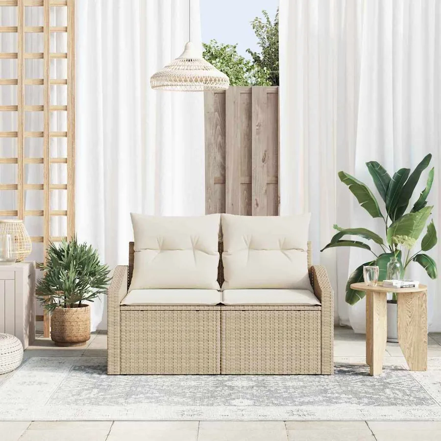 Canapé de jardin avec coussin 123 x 62 x 69 cm polyrotin - 3